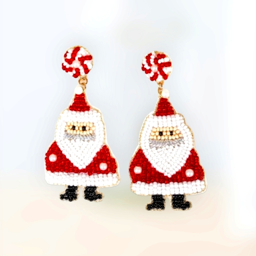 Santa Claus 🧑‍🎄 Beaded Earrings